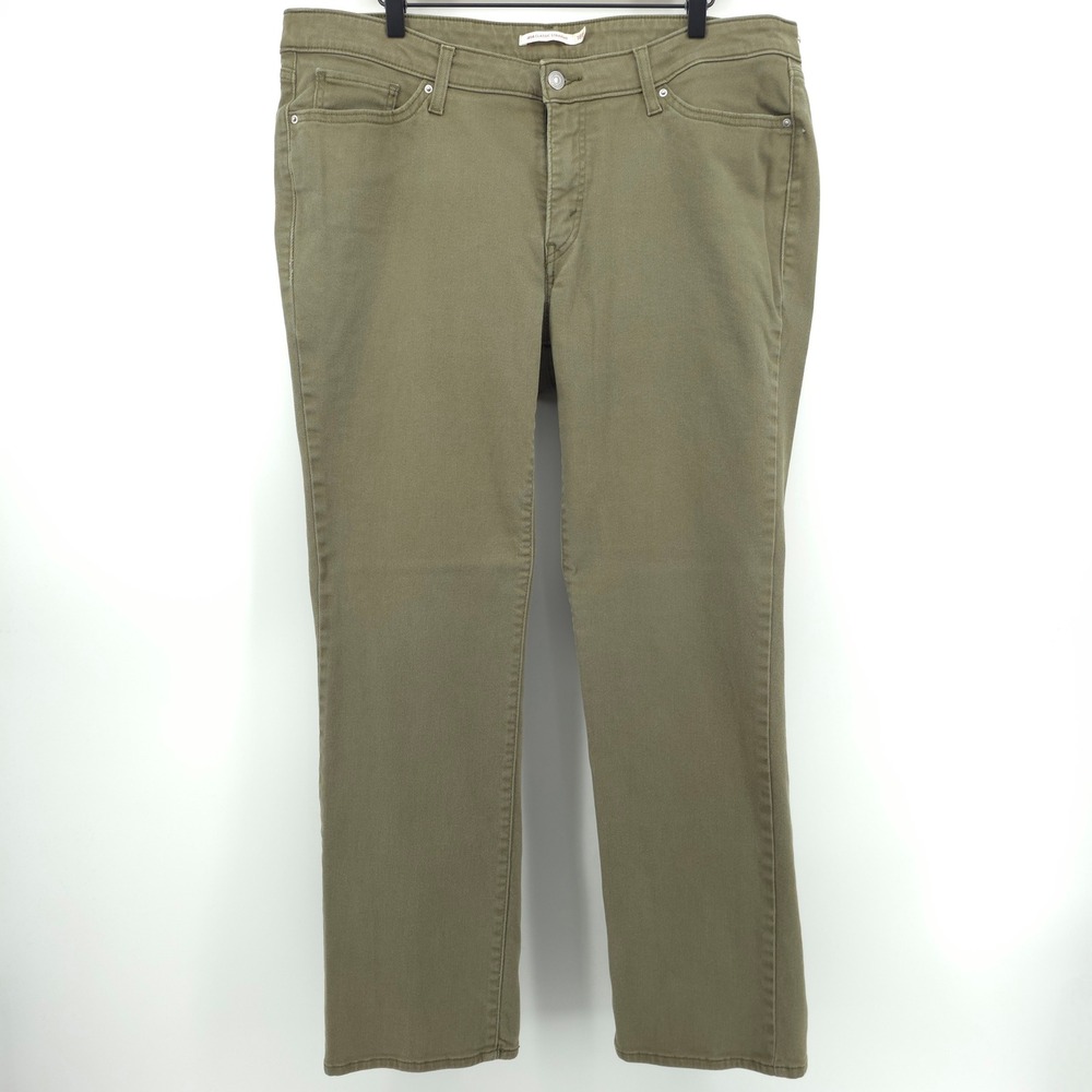 Levis 414 Classic Straight Womens Pants 18W Olive Green Stretch Casual